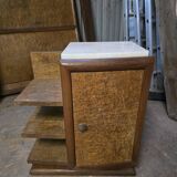 Art deco style bedside table in elm burl