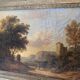 Oil on canvas "Animated landscape" wooden frame and gilded stucco 19th century