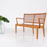 Banquette en cannage Rudolf Frank pour Erwin Behr style Finlandais classique