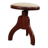 Tabouret de piano réglable en chêne et tissu beige