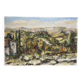 Provençal village landscape, knife oil painting signed René Lechair.
