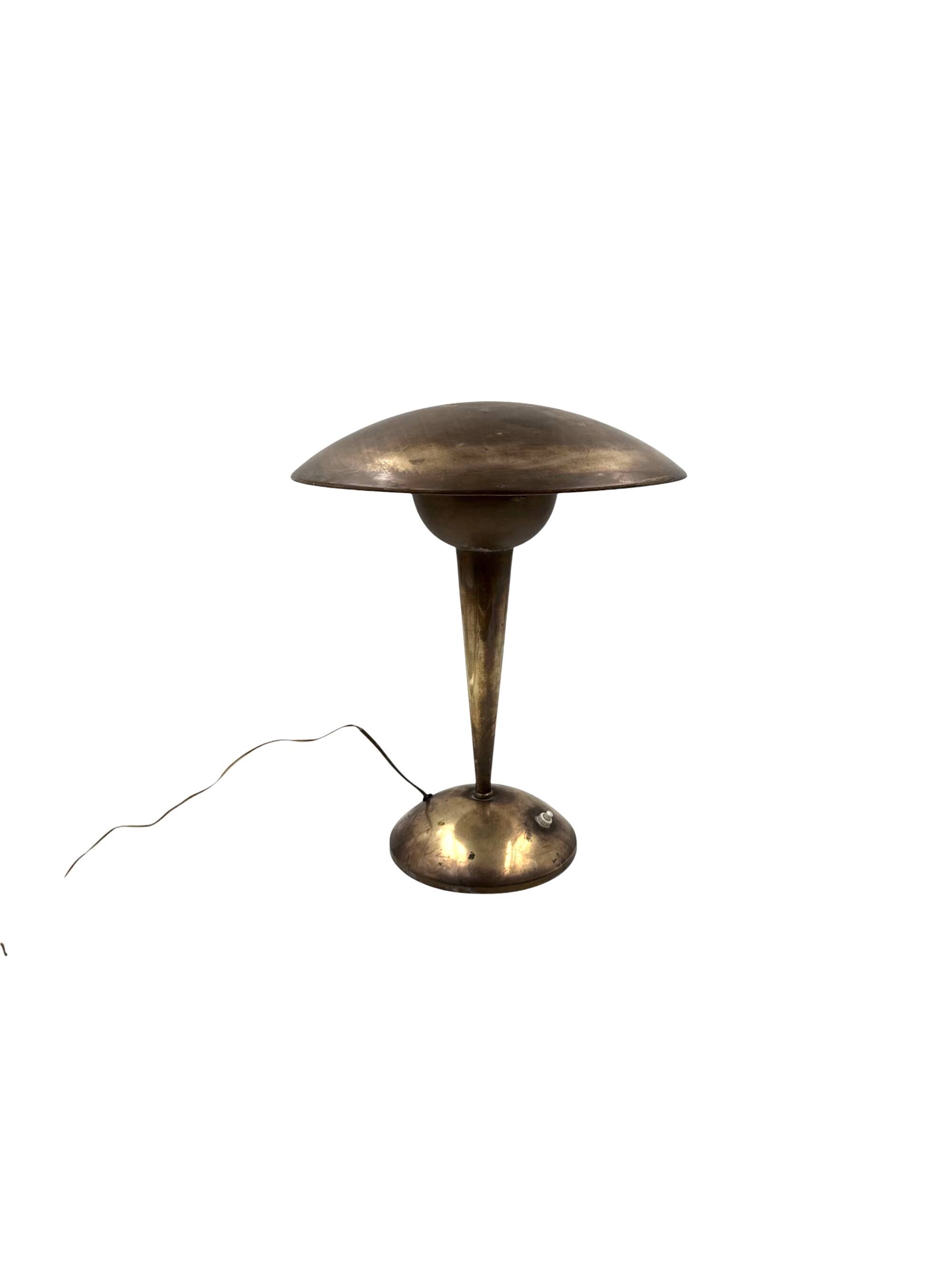 Mid-century modern brass adjustable table lamp, Italy circa 1950