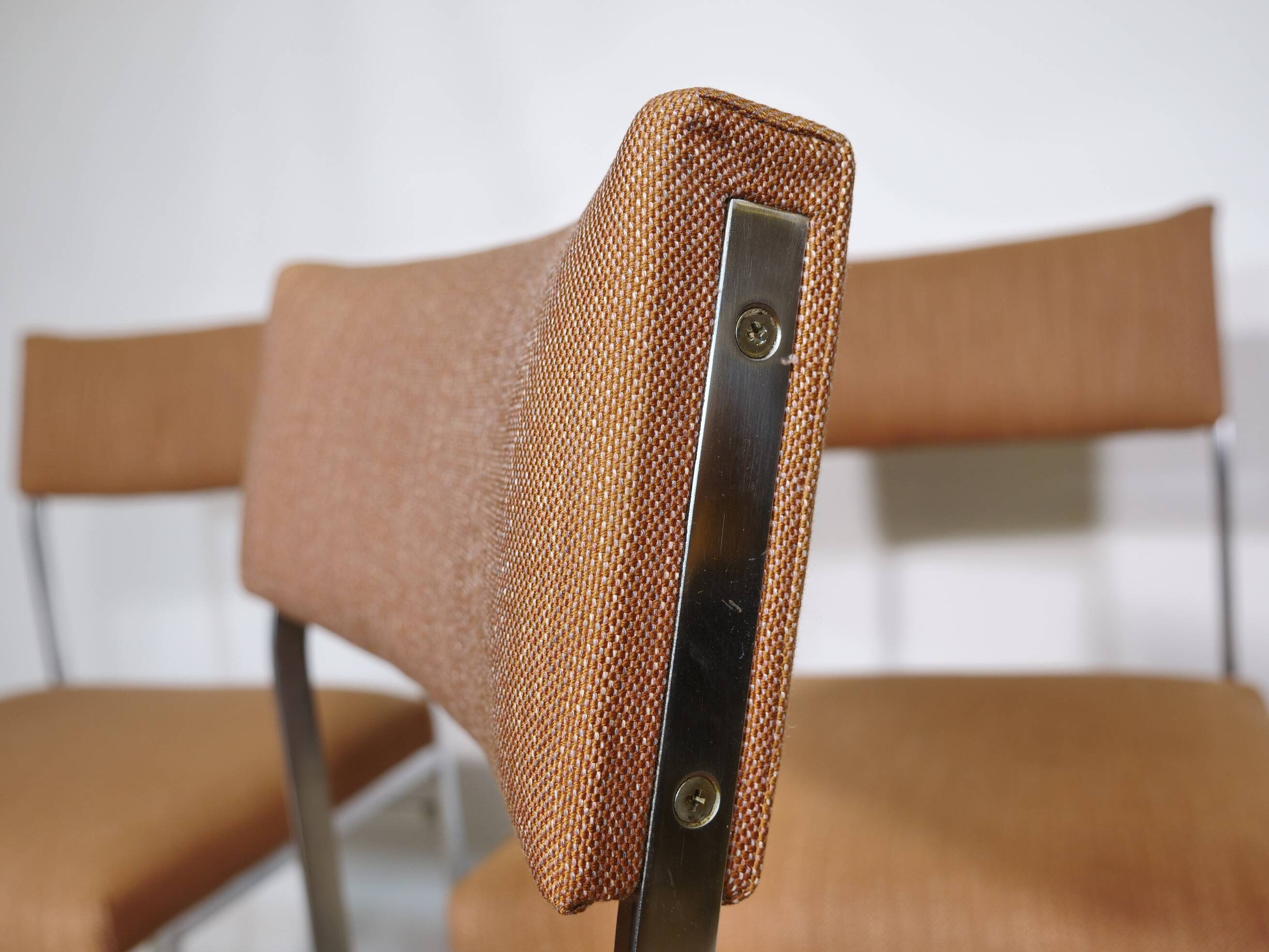 Mid Century Chairs in Chrome and Fabric, Set of 4, 1970s