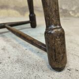 Tabouret vintage tripode brutaliste en bois