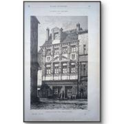 Vintage Engraving Dijon, the House of the Caryatids. 1881