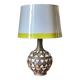 Vintage handcrafted lamp, pottery and silver-plated metal