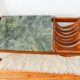 Dujo cuba coffee table in green marble and rosewood 70s