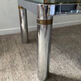 Vintage coffee table in brass and chrome metal from the 70s