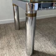 Vintage coffee table in brass and chrome metal from the 70s