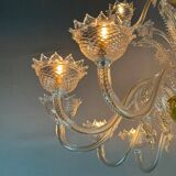 Murano Glass Venetian Chandelier, Colorless, Three Levels of Light