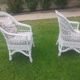 Rattan armchairs, white lacquered