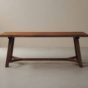 Grande table artisanale en chêne, France, vers 1970