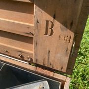 Old wooden and zinc crate, with handles. 1900, heating system
