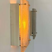 Pair of vintage sconces, molded frosted glass, Murano Italy 1970
