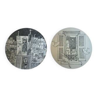 Two Christian Dior Wall Plates "Strumpor" Denmark /Nymölle