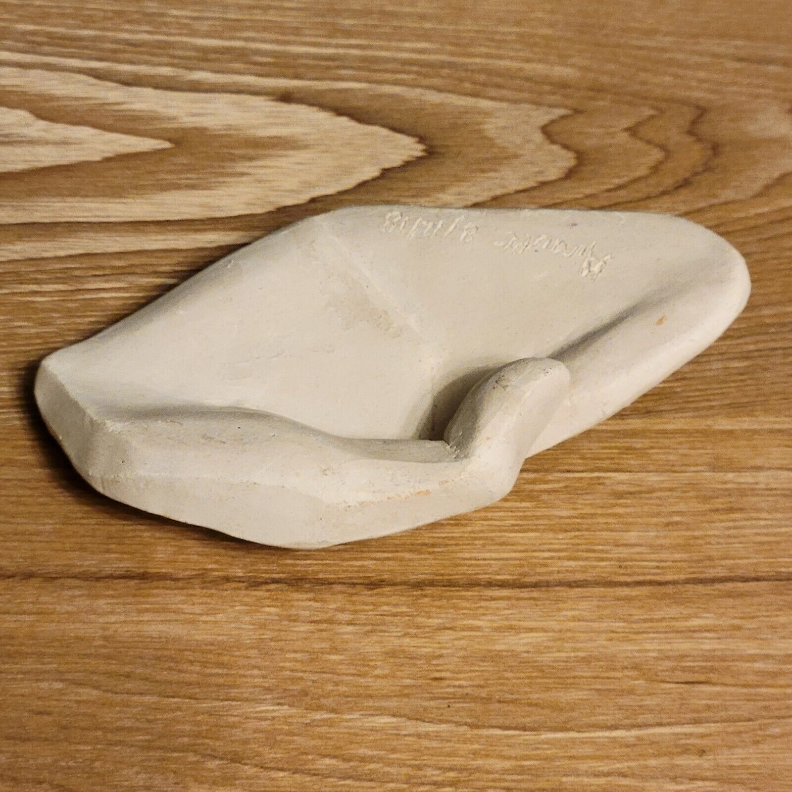 Empty hand pocket ceramic geometric sculpture brutalist signed