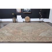 1970s Vintage Persian Handmade Wool Cotton Orange Area Rug 285x381