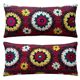 Set of 2 vintage embroidered cushion covers 38x79 cm