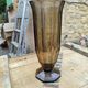 Art Deco vase in smoked glass with facets, octagonal base – 1930s