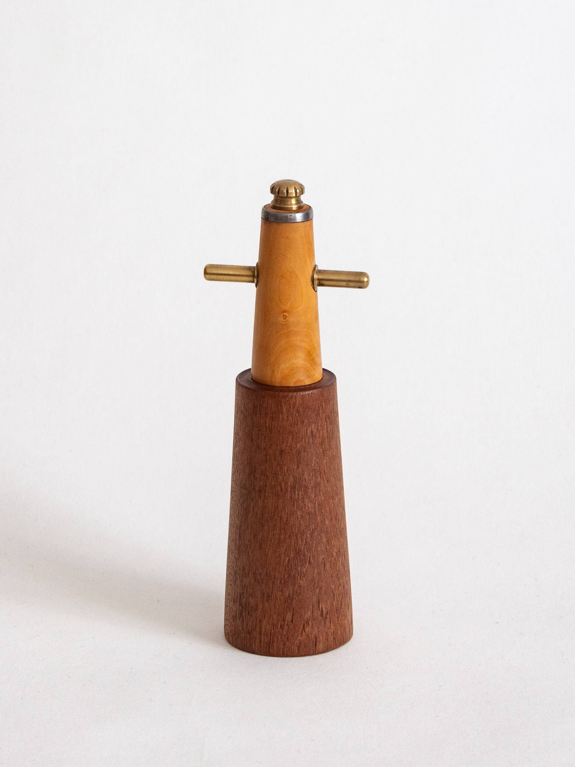 Pepper mill in the shape of a lighthouse or stylized Viking, Denmark, 1960s