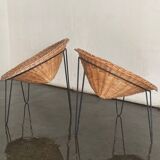 Paire de fauteuils de salon en rotin