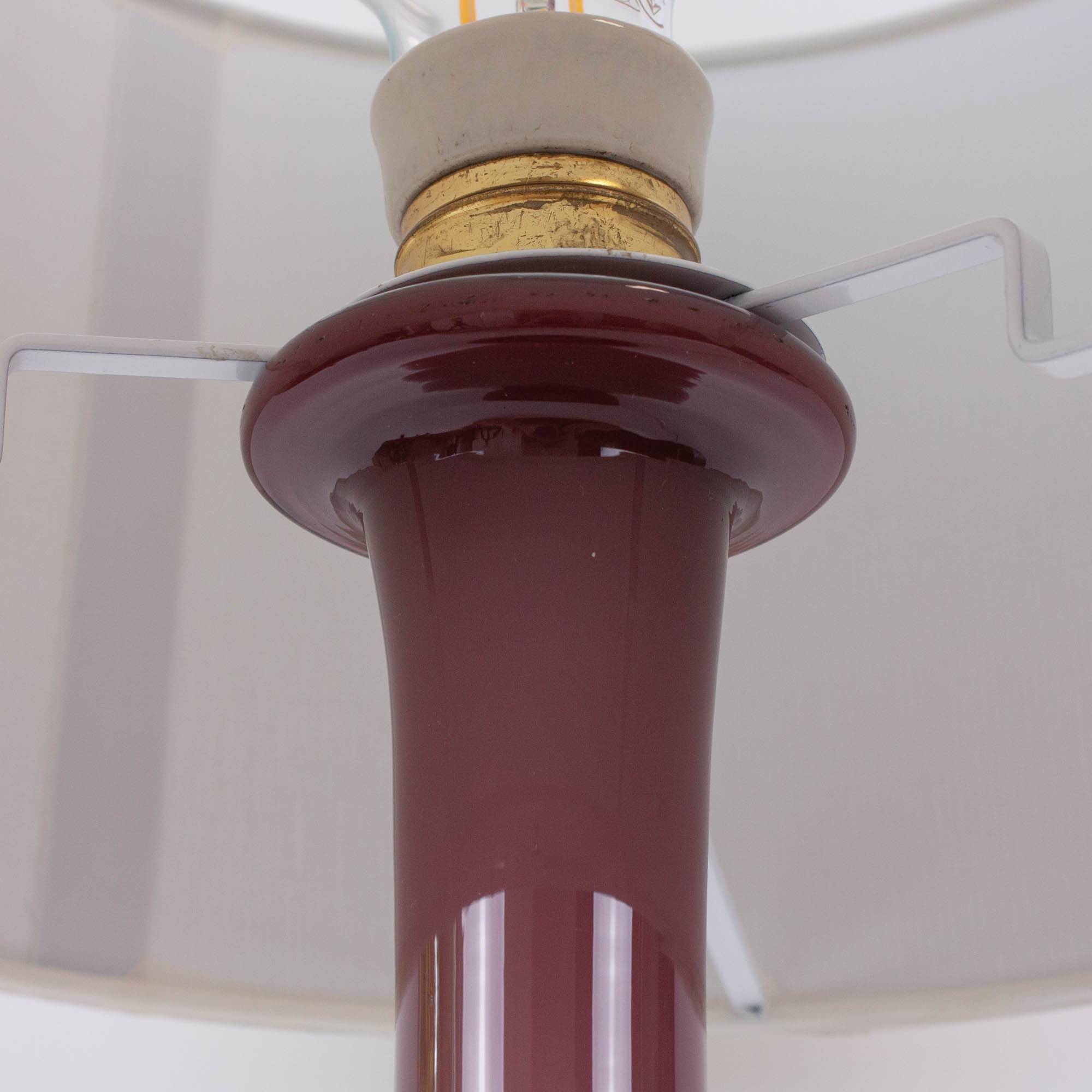 1960s Portuguese Amethyst Opaline Glass Table Lamp