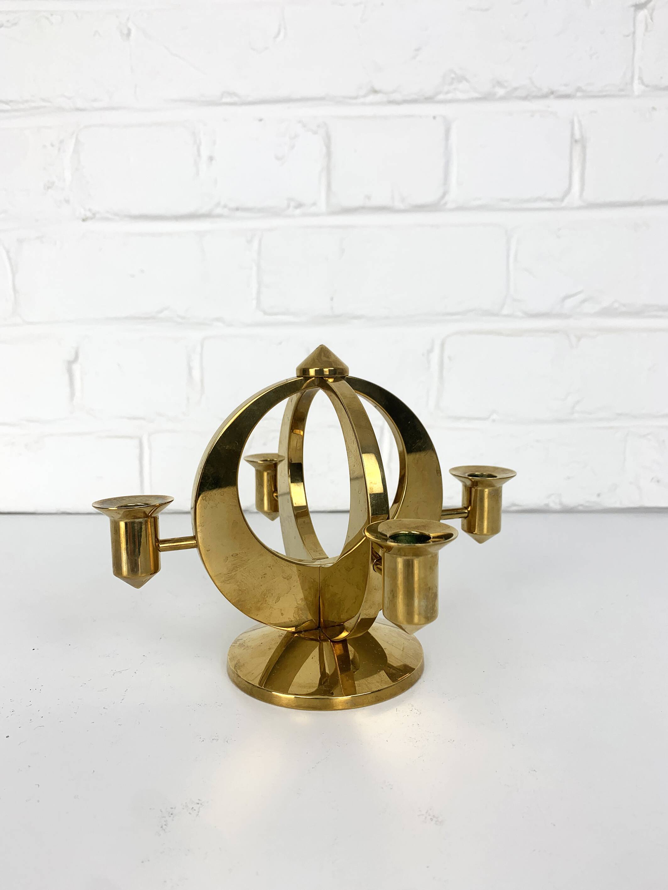 Mid-Century Scandinavian Brass Candlestick by Arthur Pe, Kolbäck, Sweden 1950-60