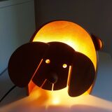 Vintage 80's wooden dog lamp, raison, france