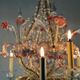Rezzonico Venetian chandelier in colorless, blue and red Murano glass, circa