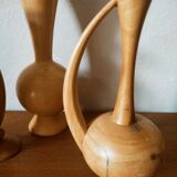 Set of 4 turned wooden vases