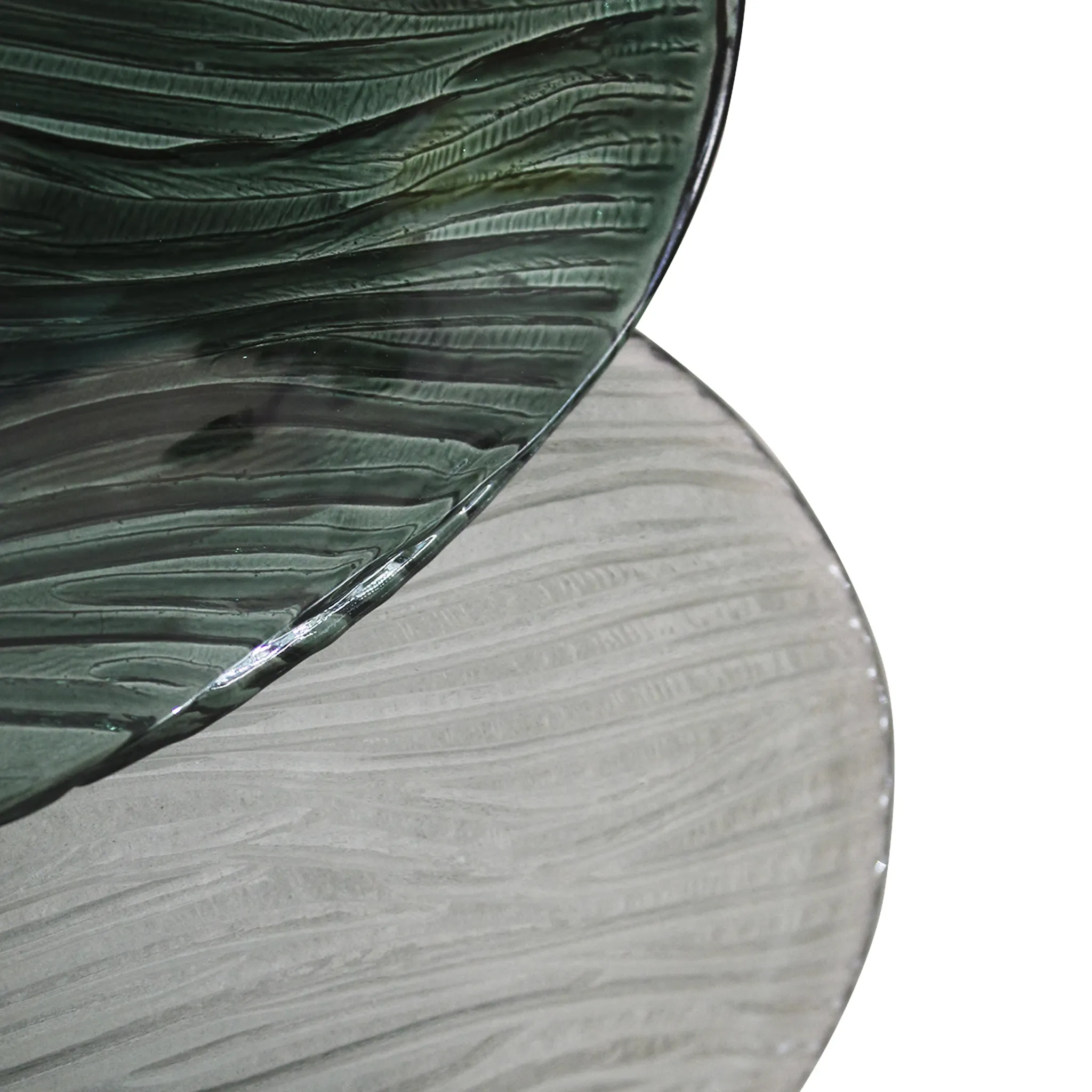 Mid Modern Green And White Murano Glass and Brass Italian Wall Sconces
