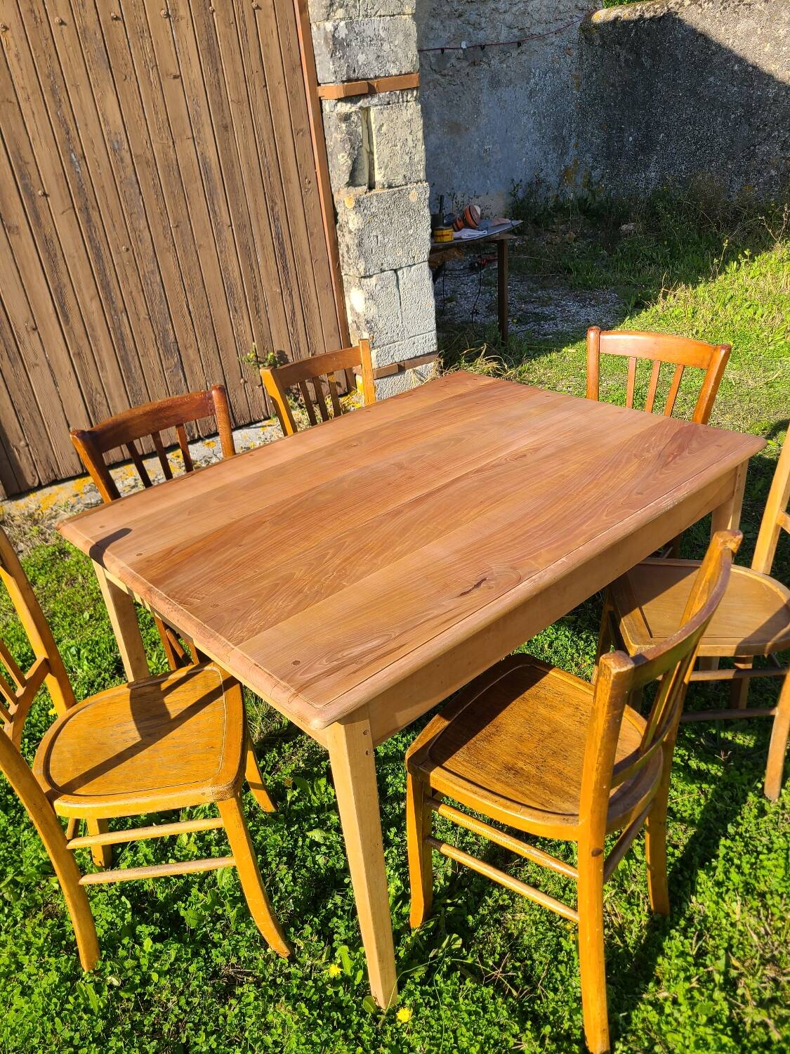 Cherry wood farmhouse table circa 1930