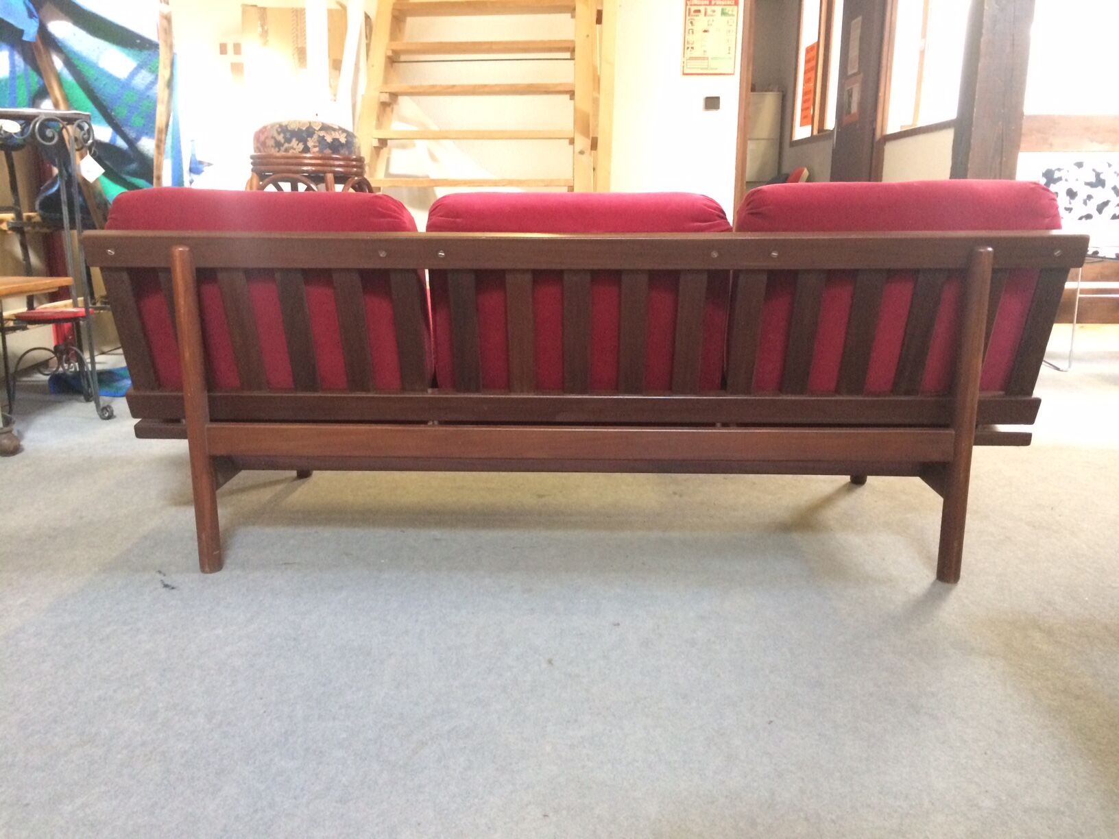 Fully restored 3-seater Scandinavian teak bench