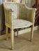 Louis XVI style office chair in lacquered wood, caning and fabric.