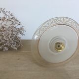Suspension in white & gold frosted glass