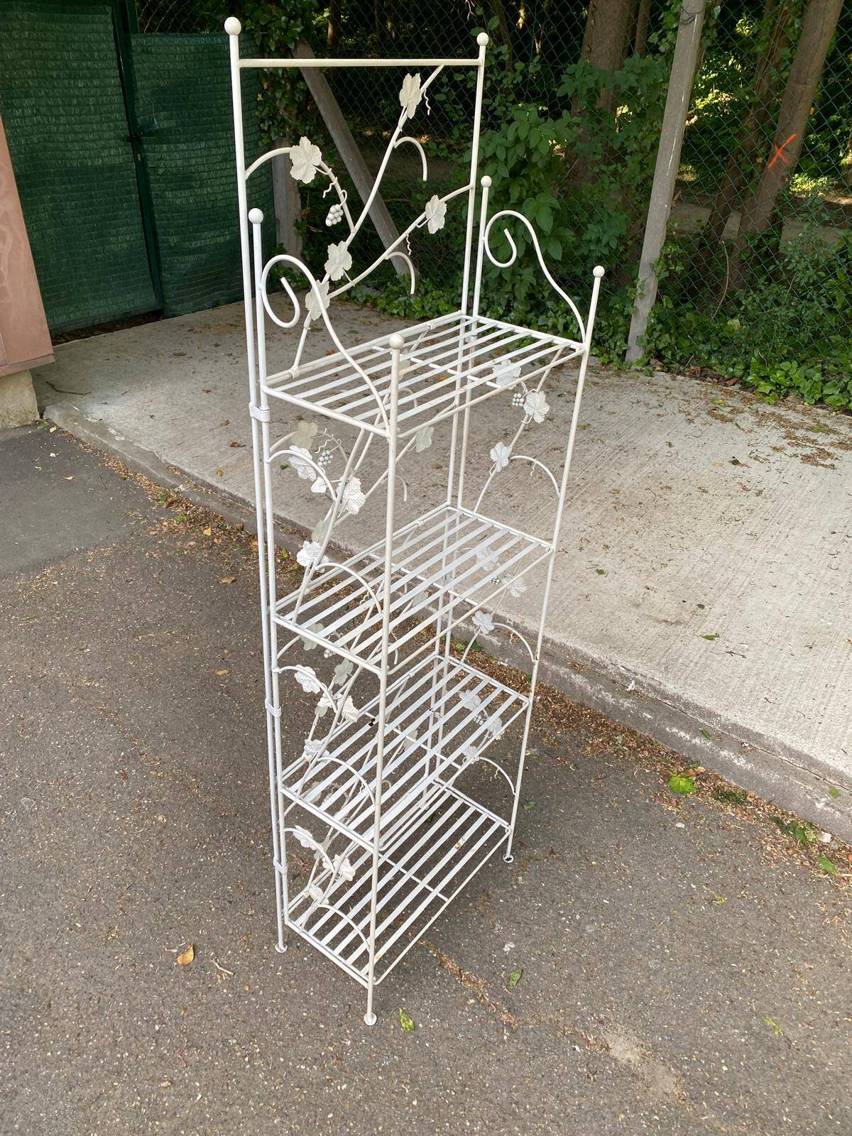 Industrial bookcase folding shelf in white wrought metal