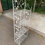 Industrial bookcase folding shelf in white wrought metal