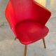 Cocktail chair in wood and red moleskin - 1960s