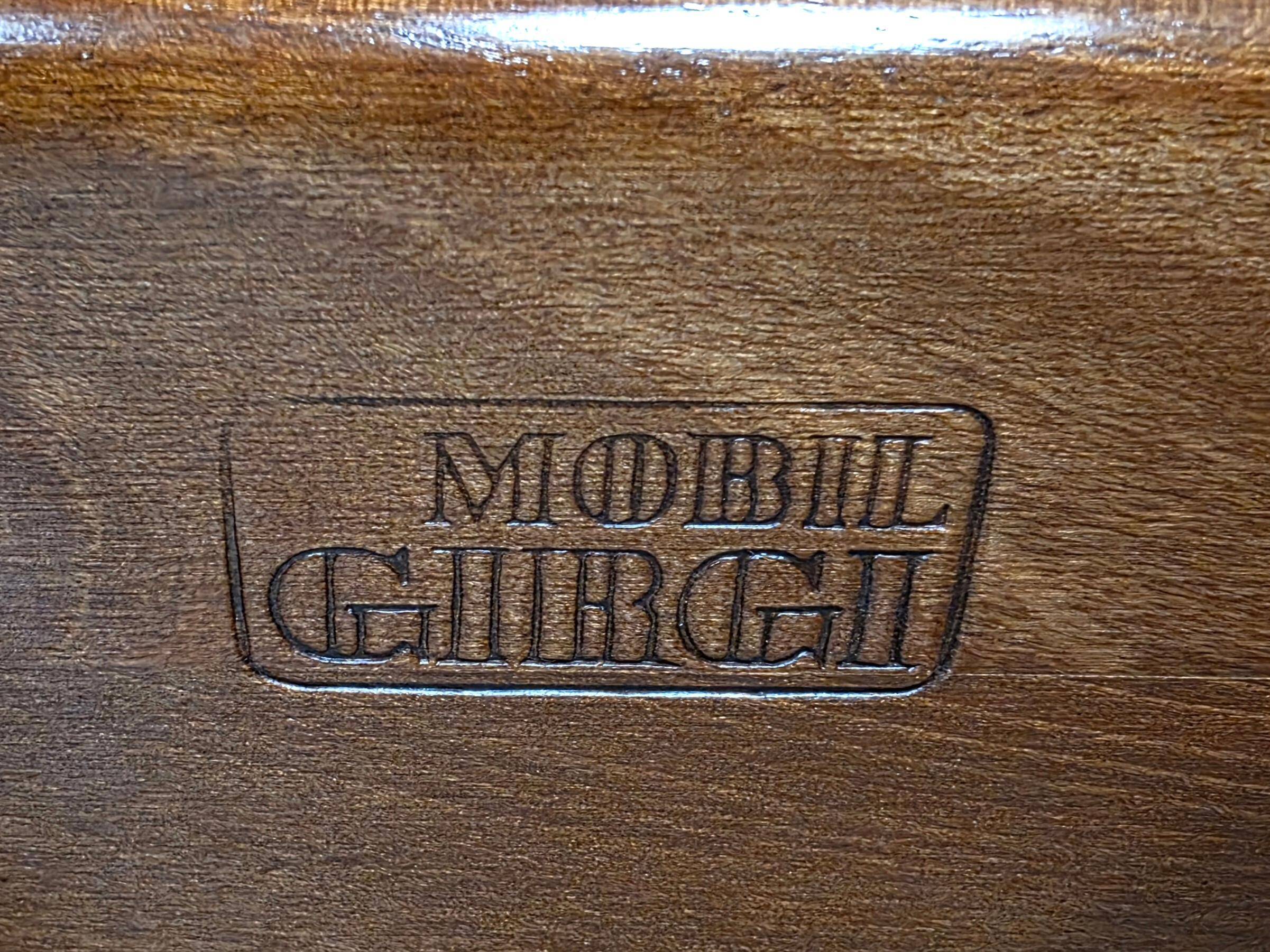 Mid-century walnut "Sapporo" armchairs by Mario Marenco for Mobil Girgi, 1970.