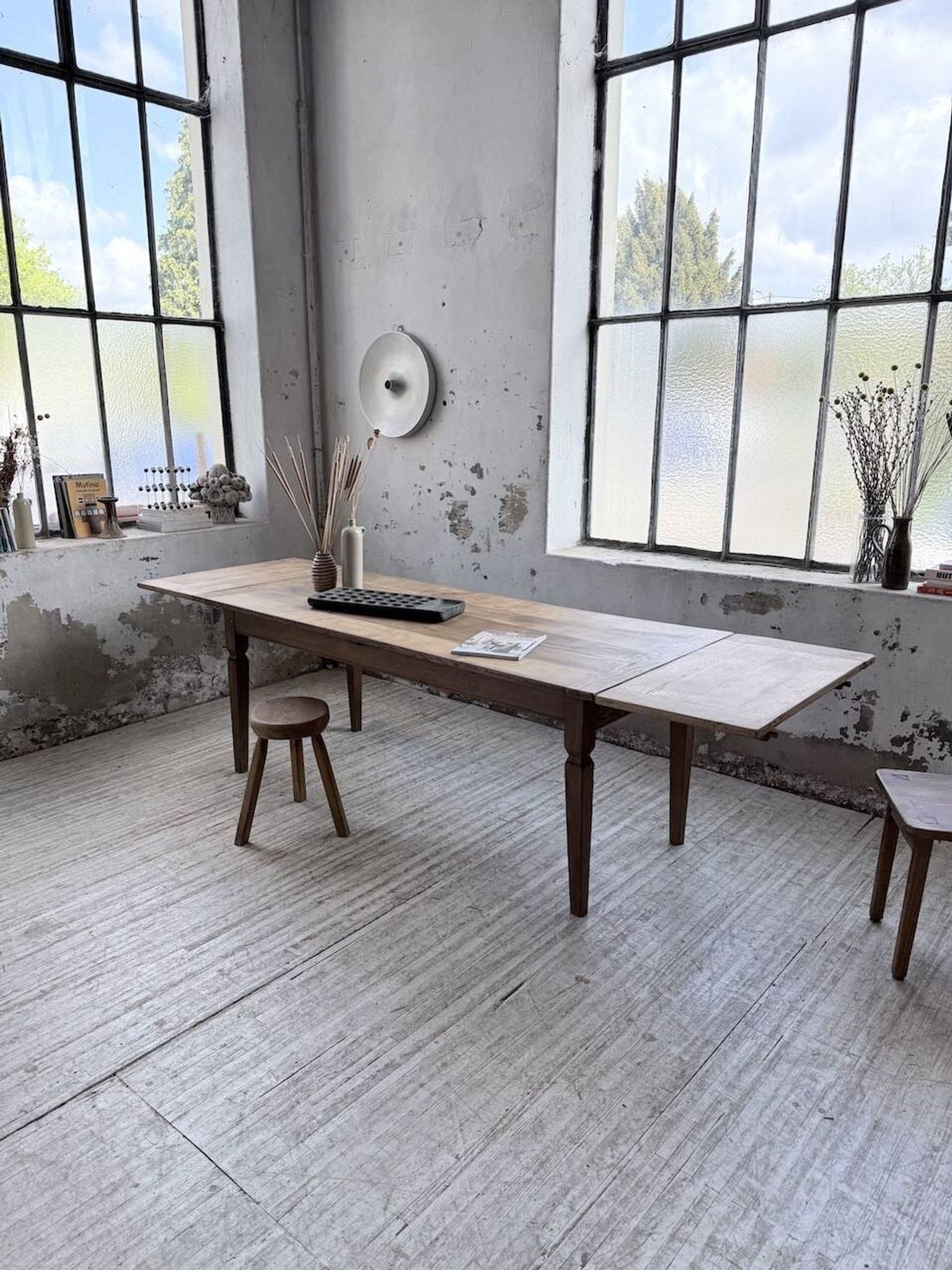 Solid oak farmhouse table with extensions (190-280cm) 1950