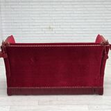 1970s, Danish "Spanish" sofa, furniture velour, ash wood legs.