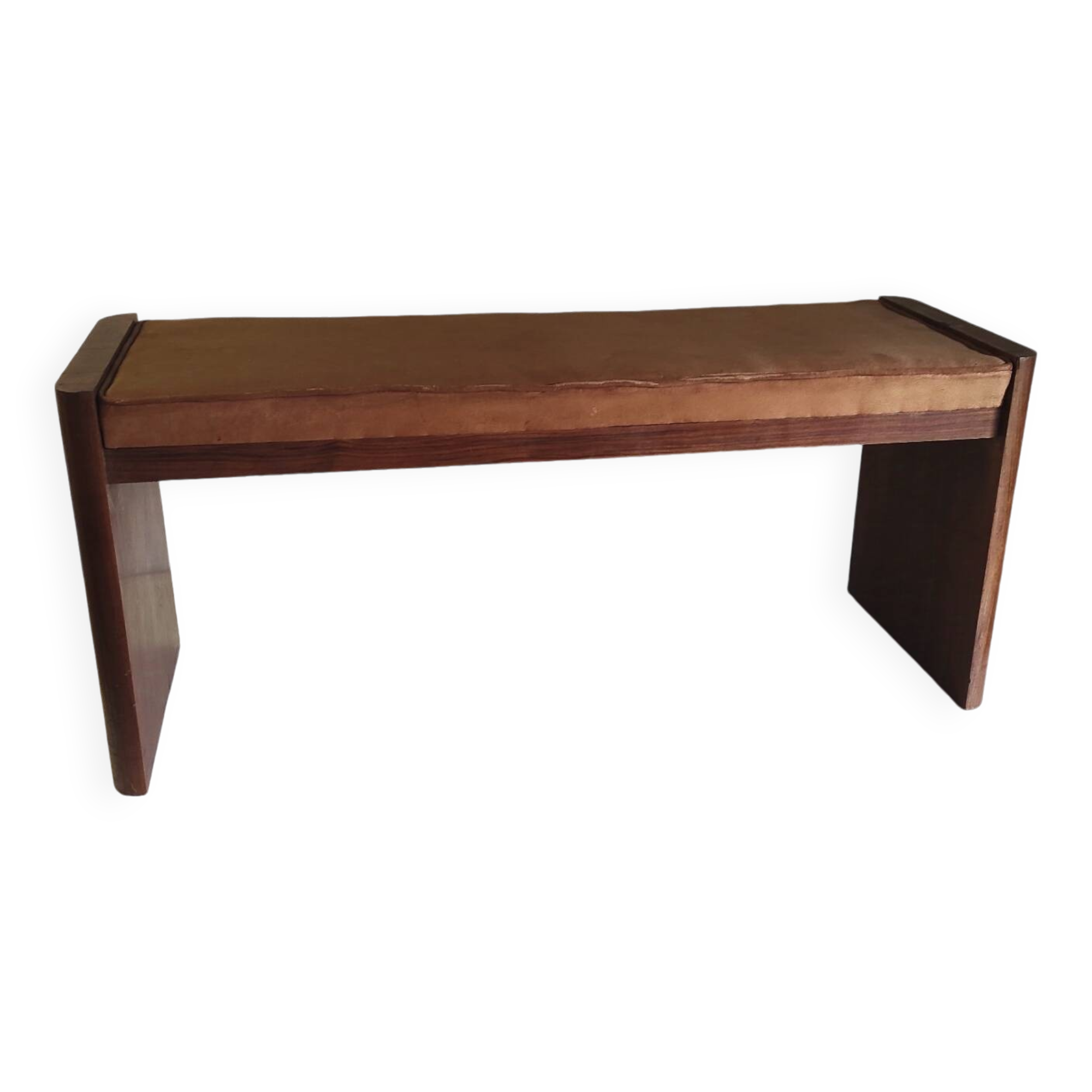 Art Deco design bench in wood and fabric - 1930s/40s