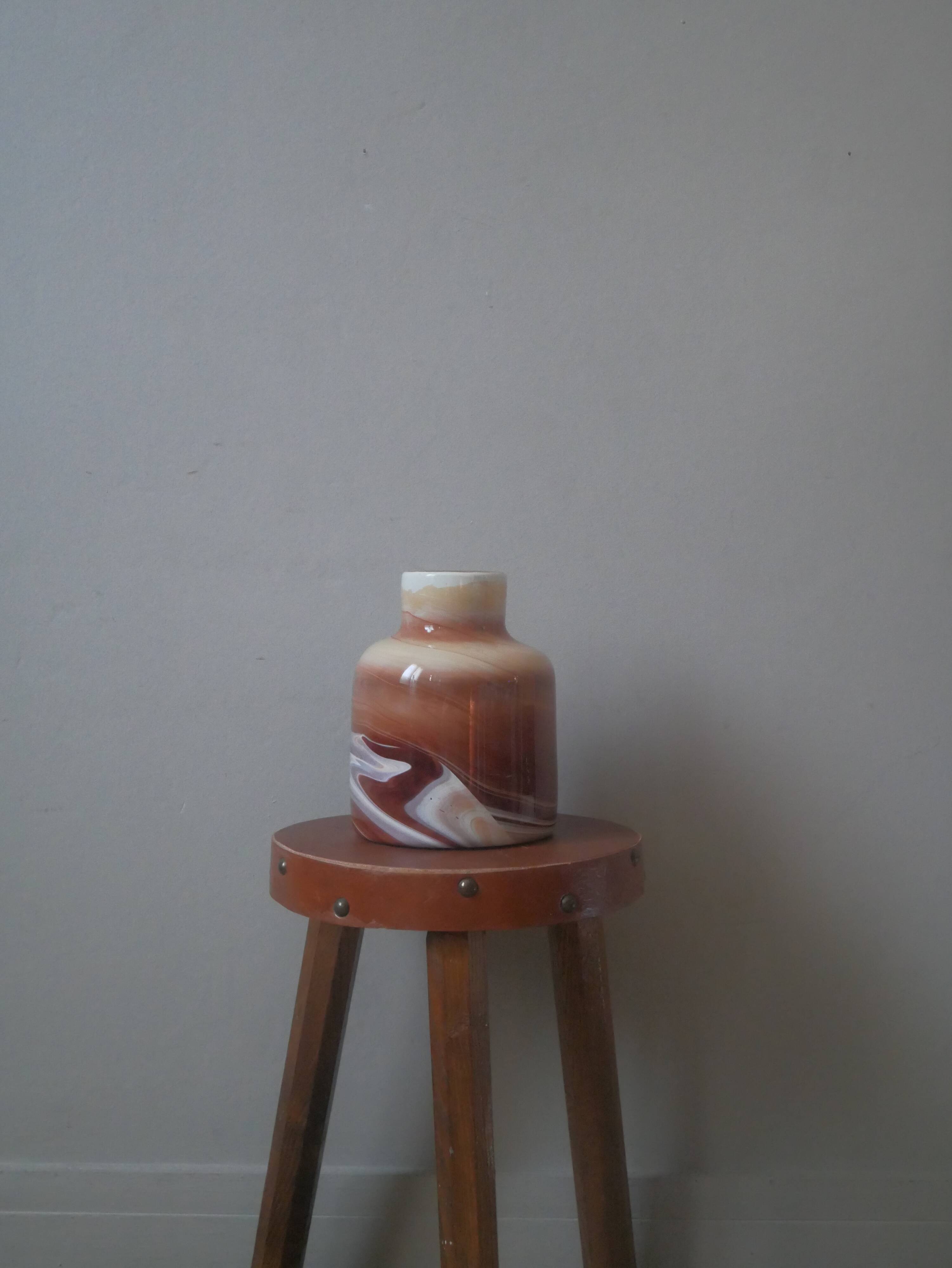 Contemporary design ceramic vase handcrafted minimalist shape brown tones
