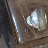 Michel Dumas smoked Plexiglas rolling table.