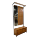 Vintage wooden coat rack with mirror