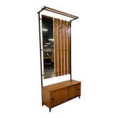 Portemanteau, vestiaire vintage en bois avec miroir