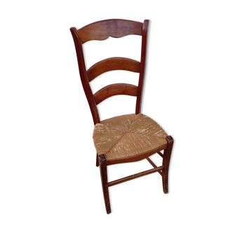 High back straw chair