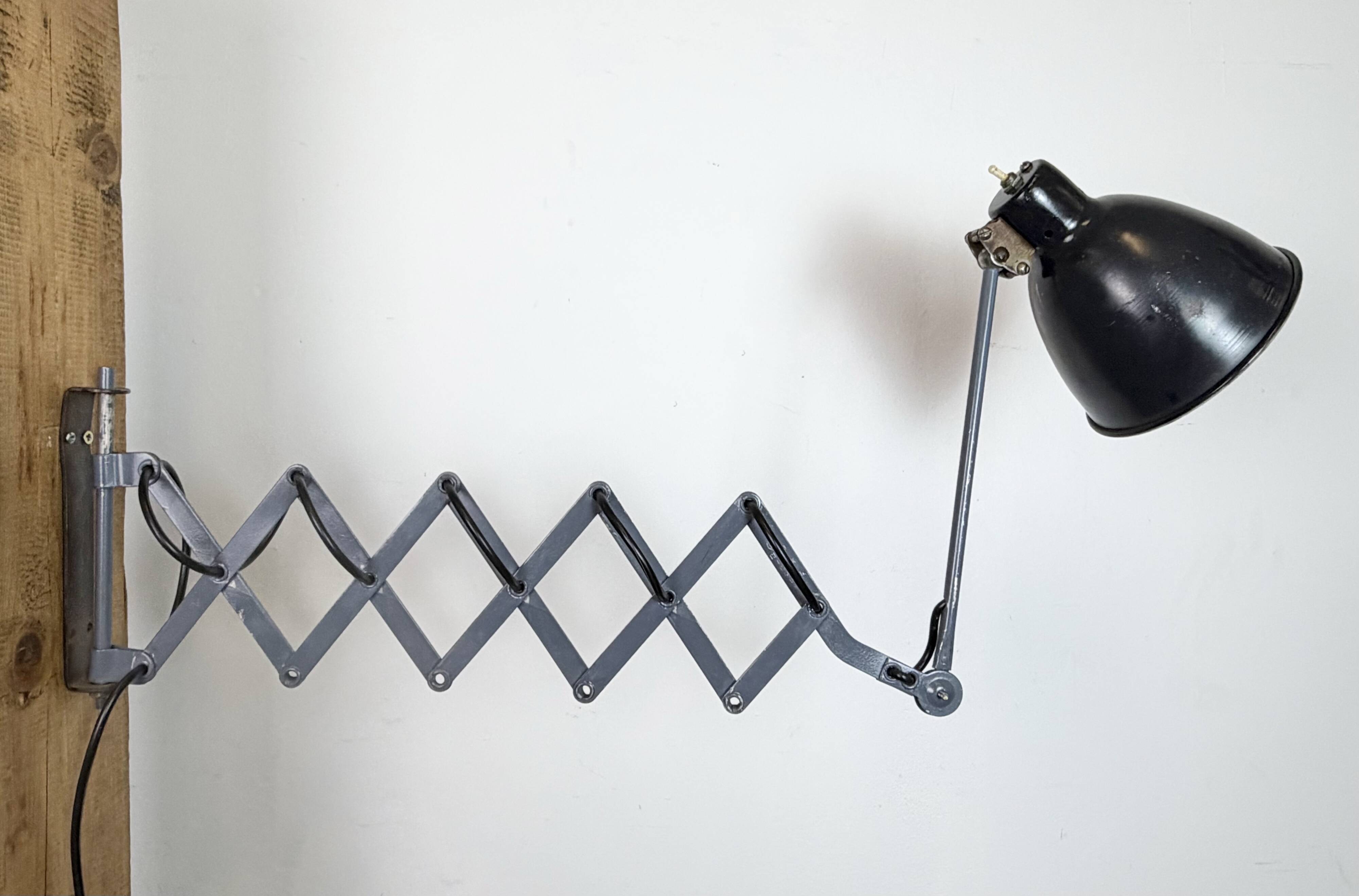 Black Industrial Soviet Scissor Wall Lamp, 1960s