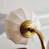 Lampe laiton col de cygne restaurer globe opaline rose