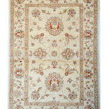 Handmade ziegler carpet cream wool floral area rug- 100x147cm